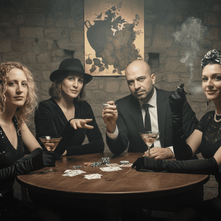 Attori Cena con Delitto in stile noir anni 20